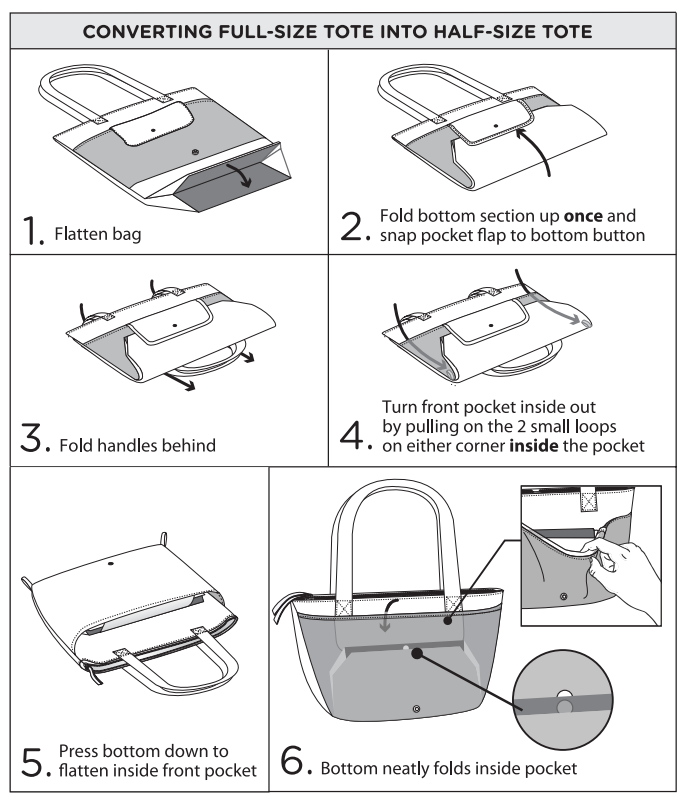 folding full-size tote into half-size